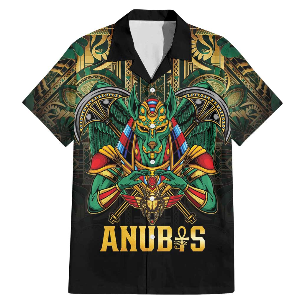 Egypt Anubis Family Matching Mermaid Dress and Hawaiian Shirt Golden Ancient Egypt Pattern