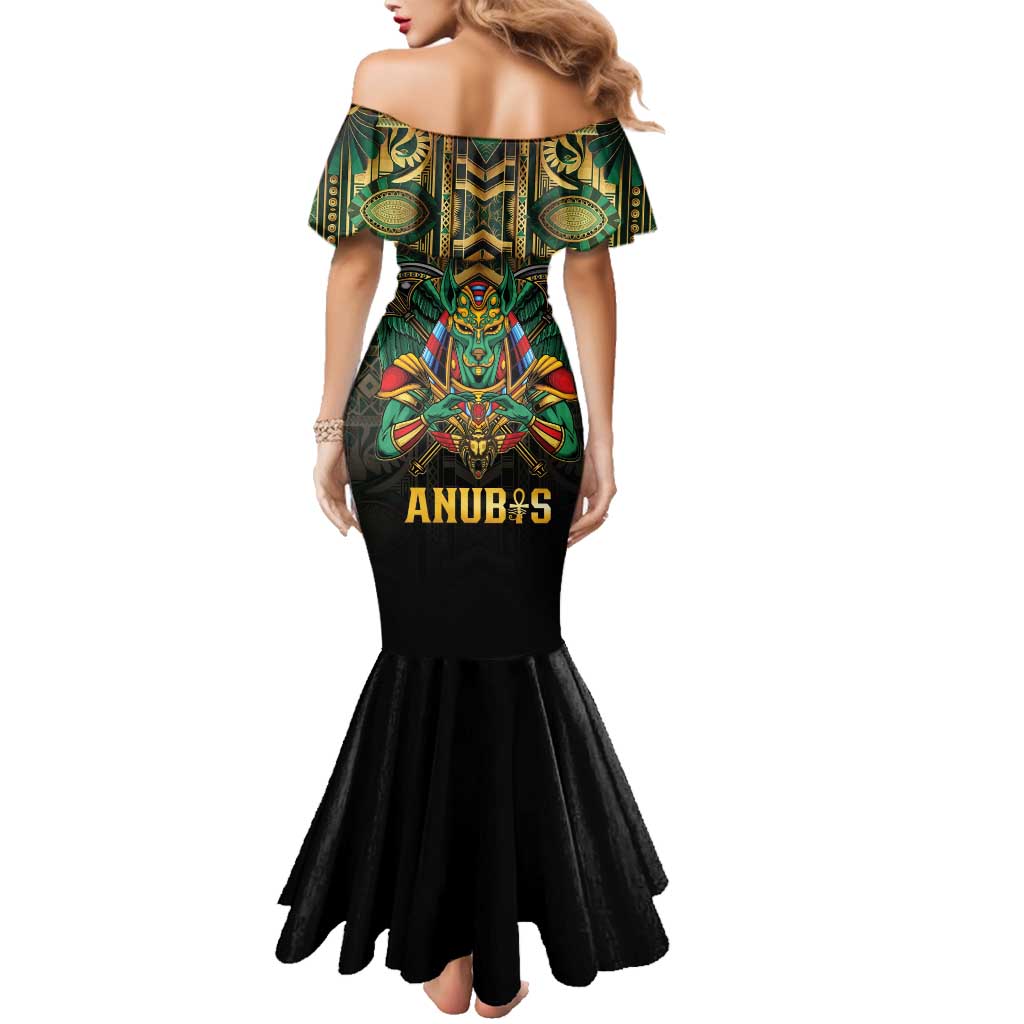 Egypt Anubis Family Matching Mermaid Dress and Hawaiian Shirt Golden Ancient Egypt Pattern