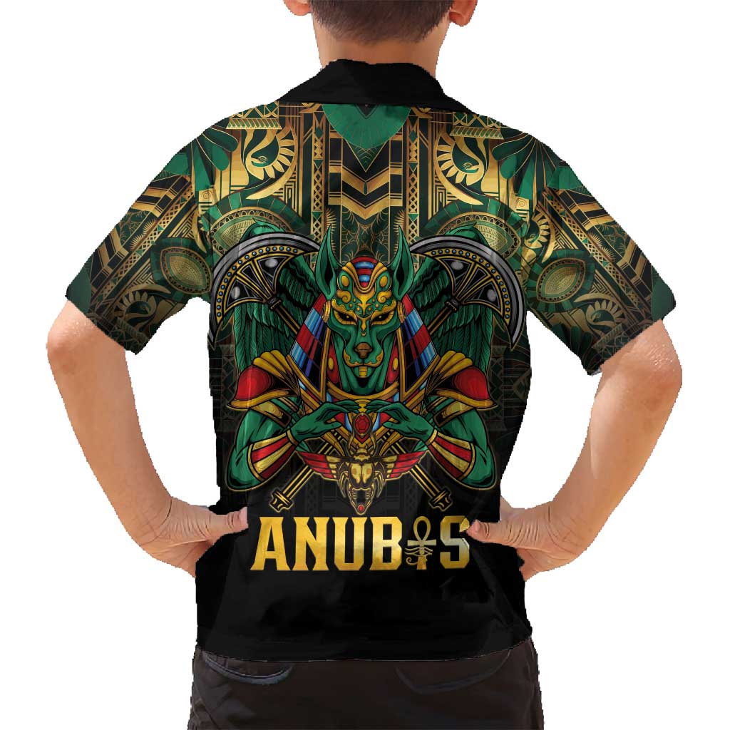 Egypt Anubis Family Matching Off Shoulder Maxi Dress and Hawaiian Shirt Golden Ancient Egypt Pattern