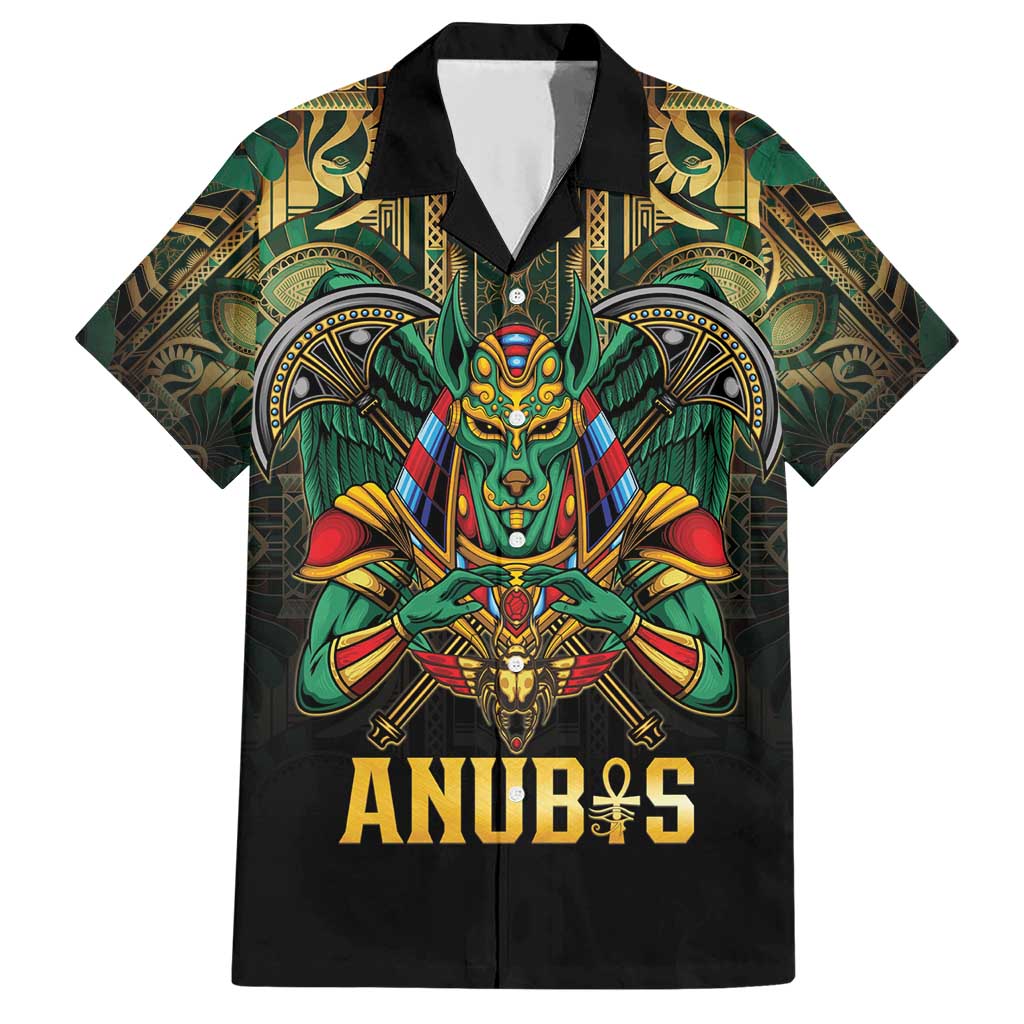 Egypt Anubis Family Matching Short Sleeve Bodycon Dress and Hawaiian Shirt Golden Ancient Egypt Pattern