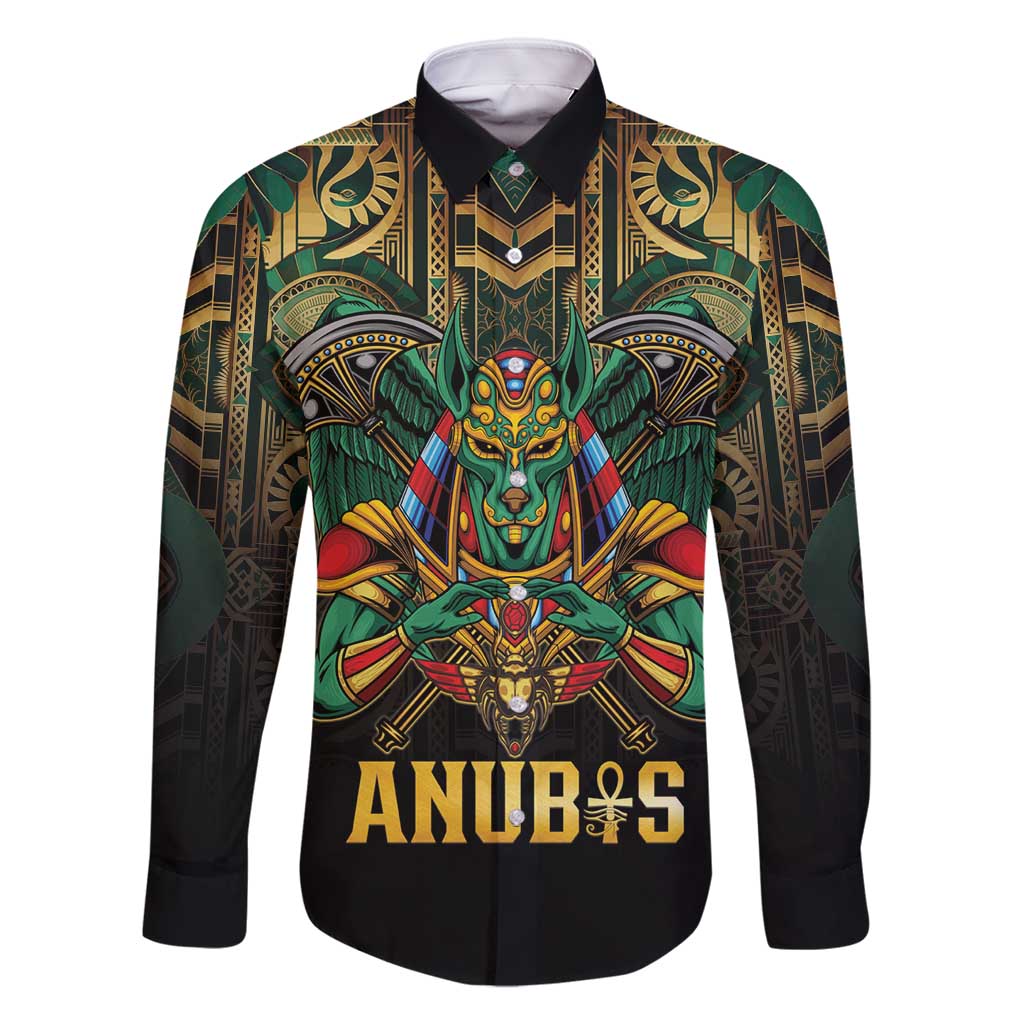 Egypt Anubis Family Matching Tank Maxi Dress and Hawaiian Shirt Golden Ancient Egypt Pattern