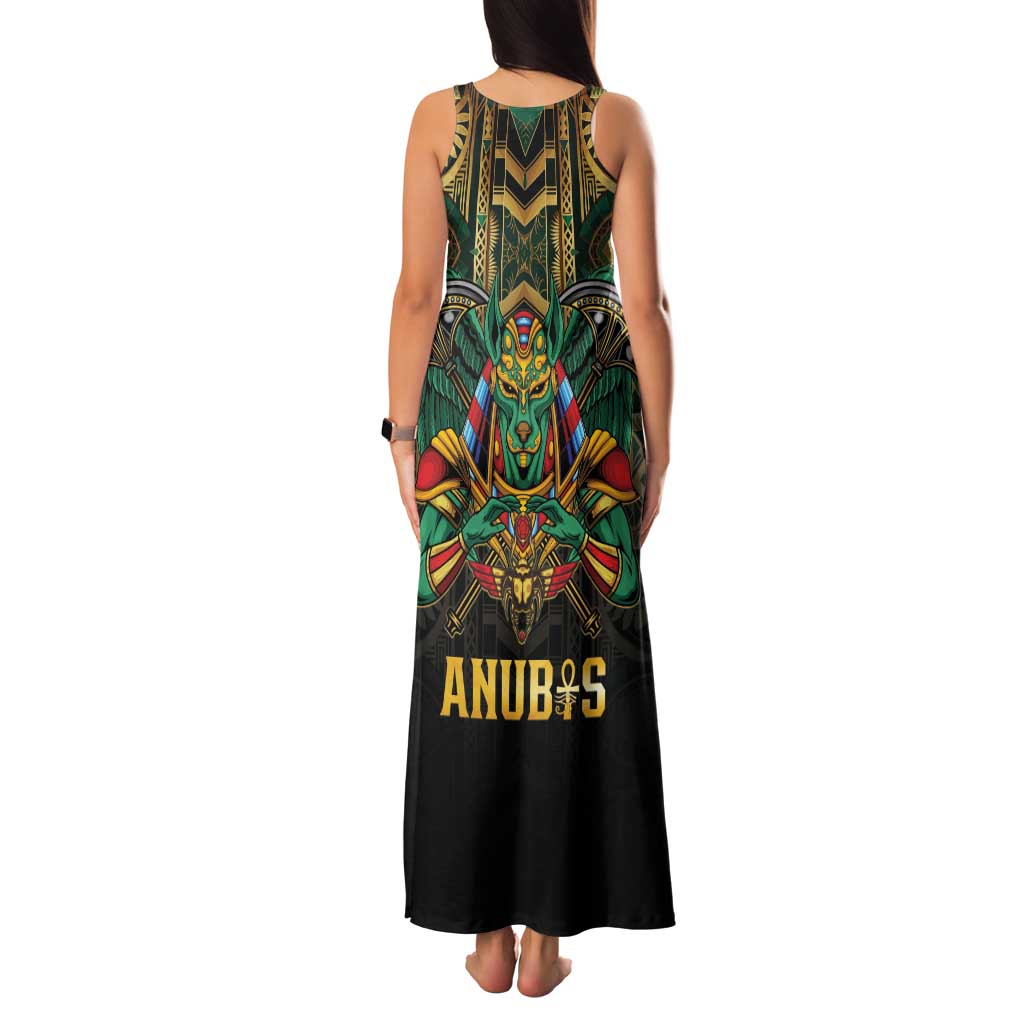 Egypt Anubis Family Matching Tank Maxi Dress and Hawaiian Shirt Golden Ancient Egypt Pattern