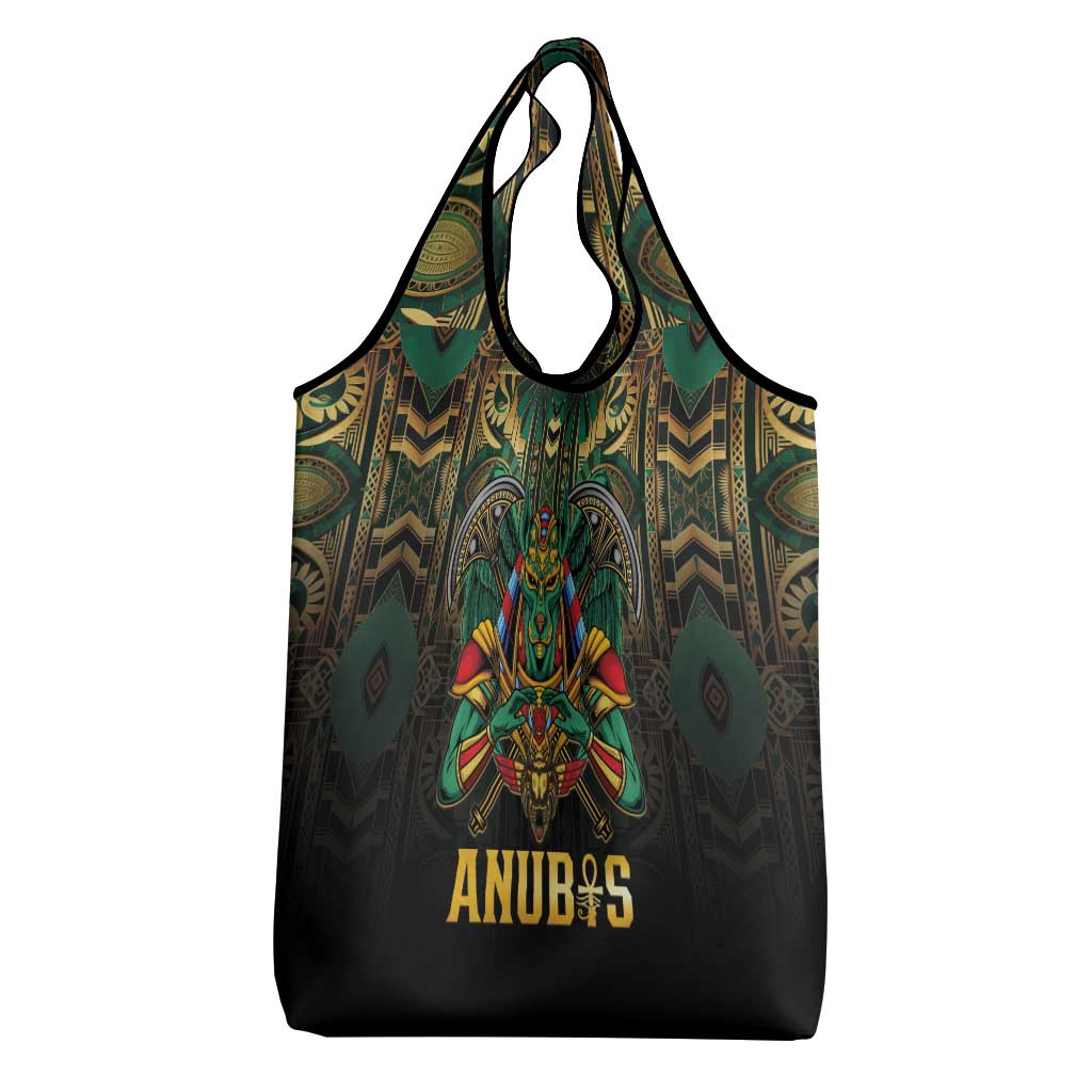 Egypt Anubis Grocery Bag Golden Ancient Egypt Pattern