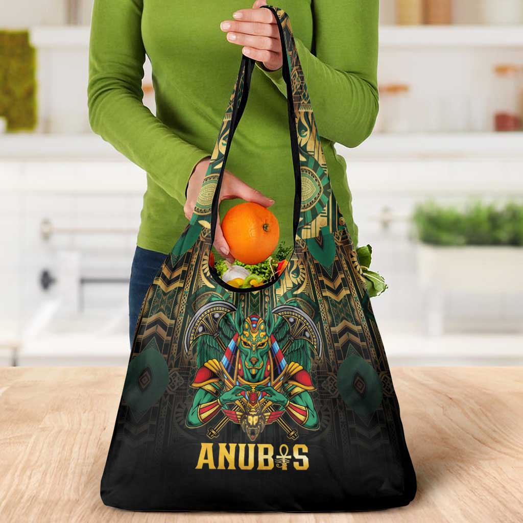 Egypt Anubis Grocery Bag Golden Ancient Egypt Pattern