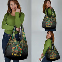 Egypt Anubis Grocery Bag Golden Ancient Egypt Pattern