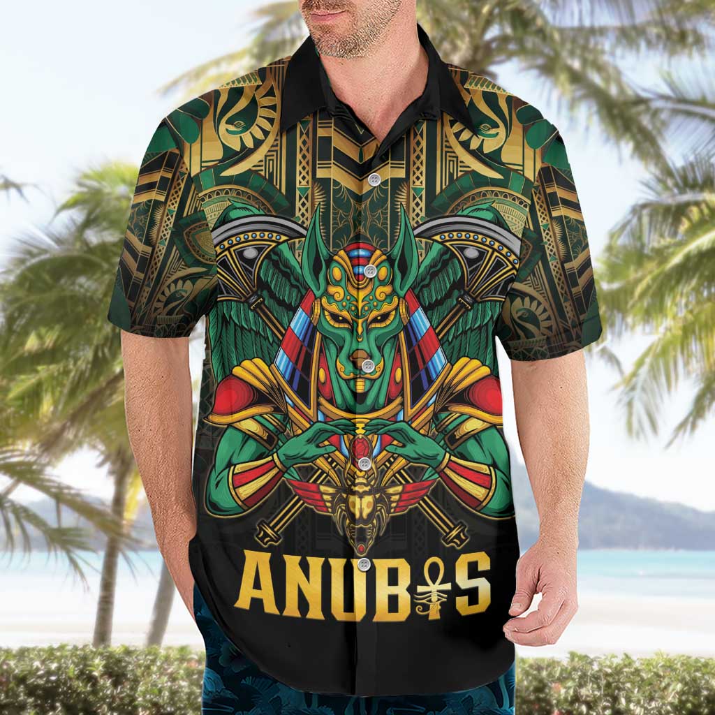 Egypt Anubis Hawaiian Shirt Golden Ancient Egypt Pattern