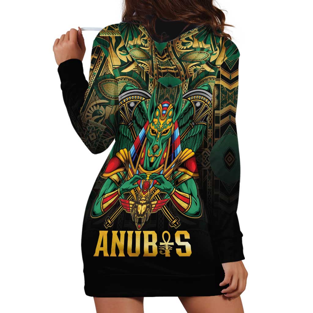 Egypt Anubis Hoodie Dress Golden Ancient Egypt Pattern