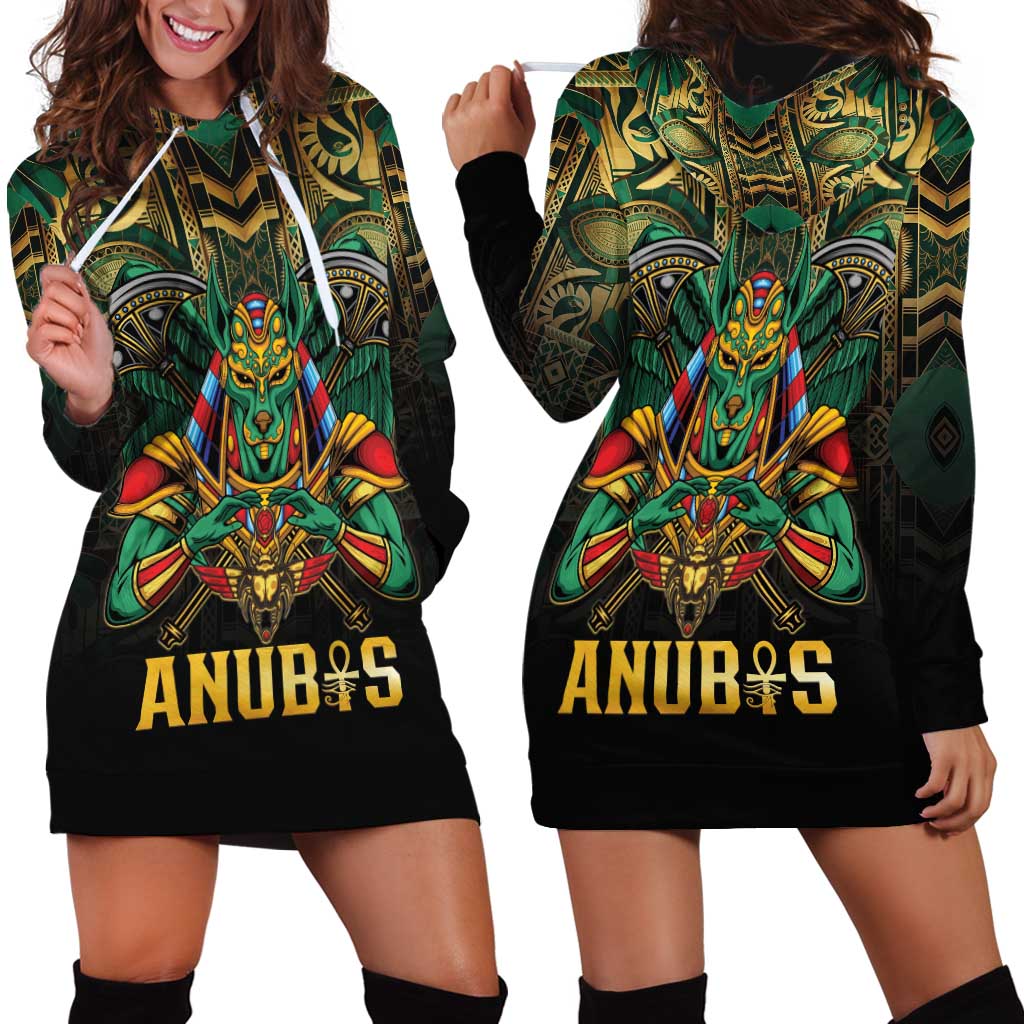 Egypt Anubis Hoodie Dress Golden Ancient Egypt Pattern