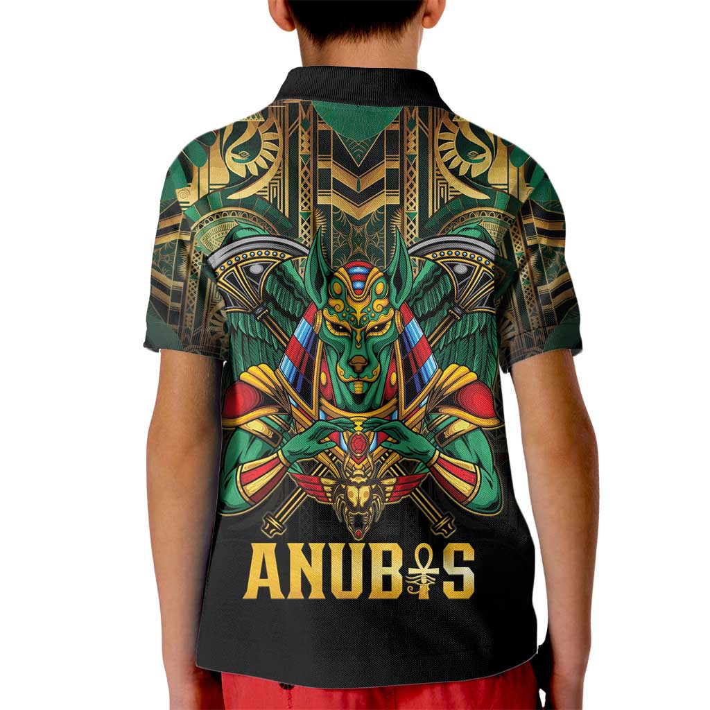 Egypt Anubis Kid Polo Shirt Golden Ancient Egypt Pattern