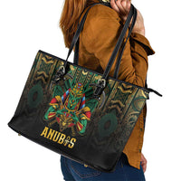 Egypt Anubis Leather Tote Bag Golden Ancient Egypt Pattern