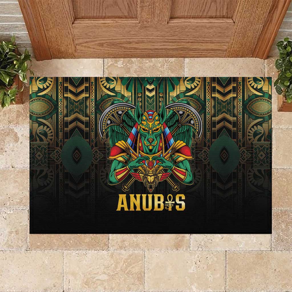 Egypt Anubis Rubber Doormat Golden Ancient Egypt Pattern