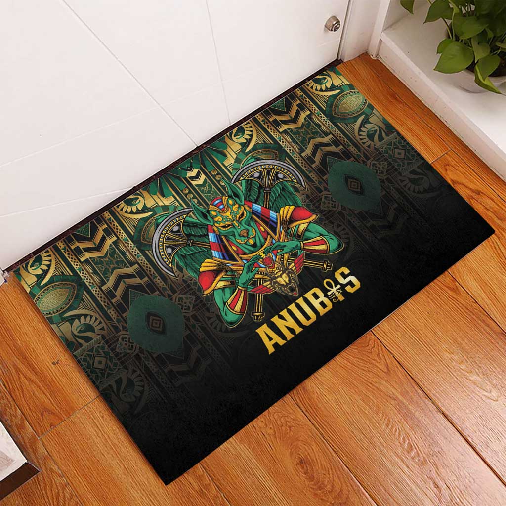 Egypt Anubis Rubber Doormat Golden Ancient Egypt Pattern