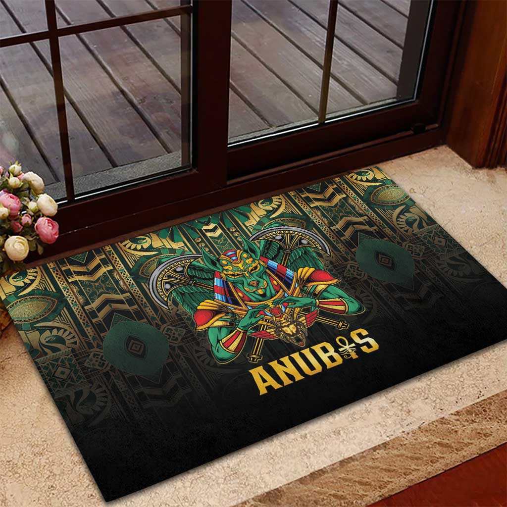 Egypt Anubis Rubber Doormat Golden Ancient Egypt Pattern