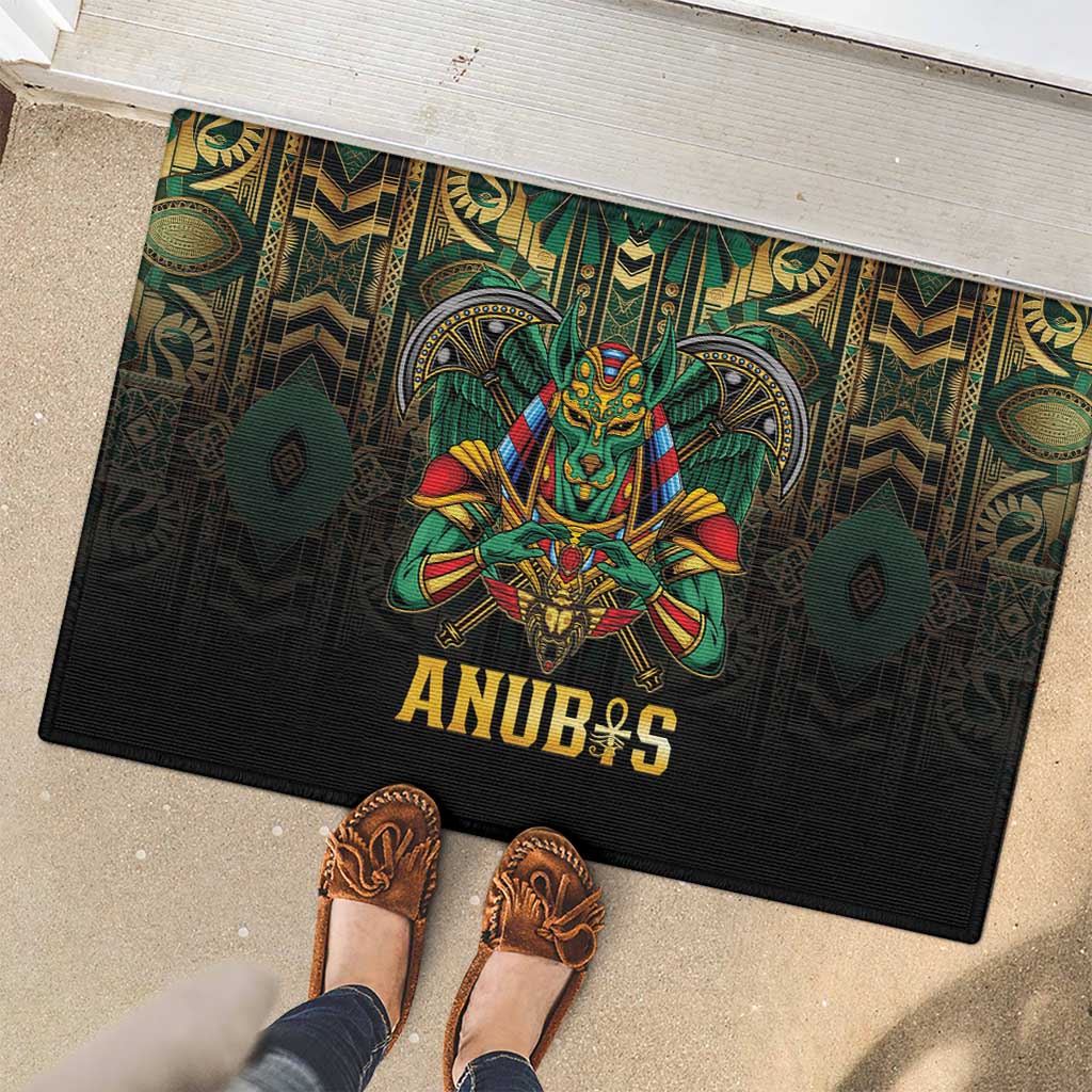 Egypt Anubis Rubber Doormat Golden Ancient Egypt Pattern