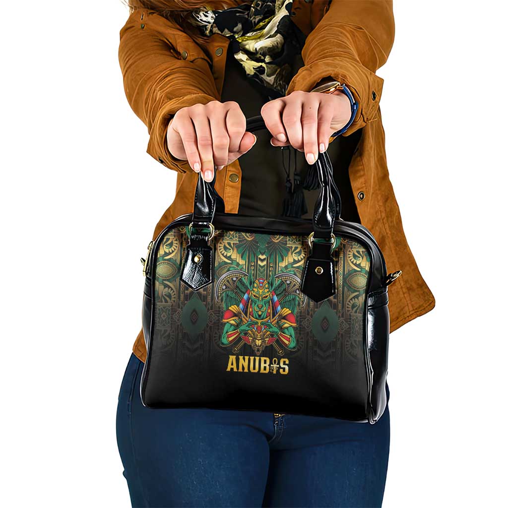 Egypt Anubis Shoulder Handbag Golden Ancient Egypt Pattern