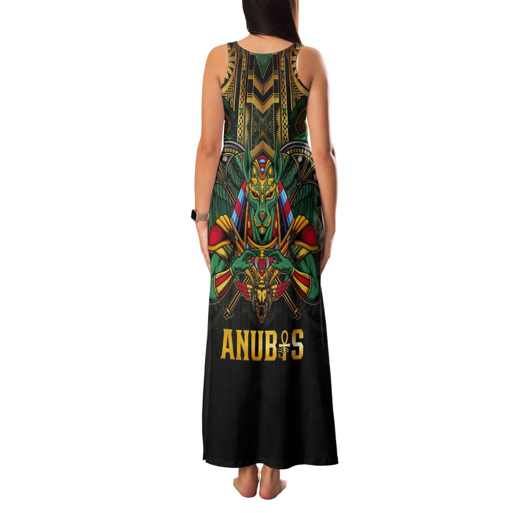 Egypt Anubis Tank Maxi Dress Golden Ancient Egypt Pattern