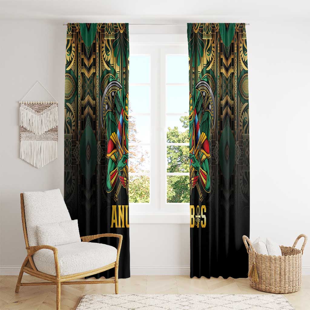 Egypt Anubis Window Curtain Golden Ancient Egypt Pattern