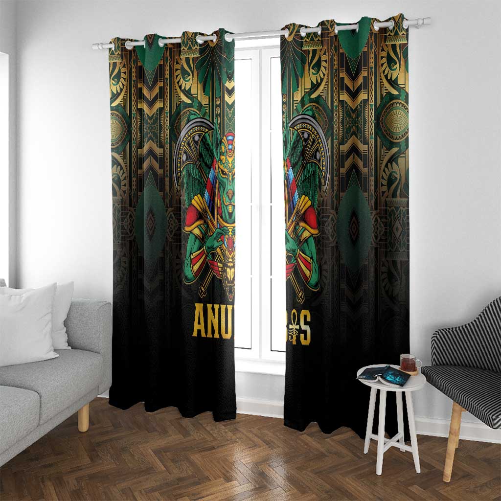 Egypt Anubis Window Curtain Golden Ancient Egypt Pattern