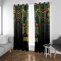 Egypt Anubis Window Curtain Golden Ancient Egypt Pattern