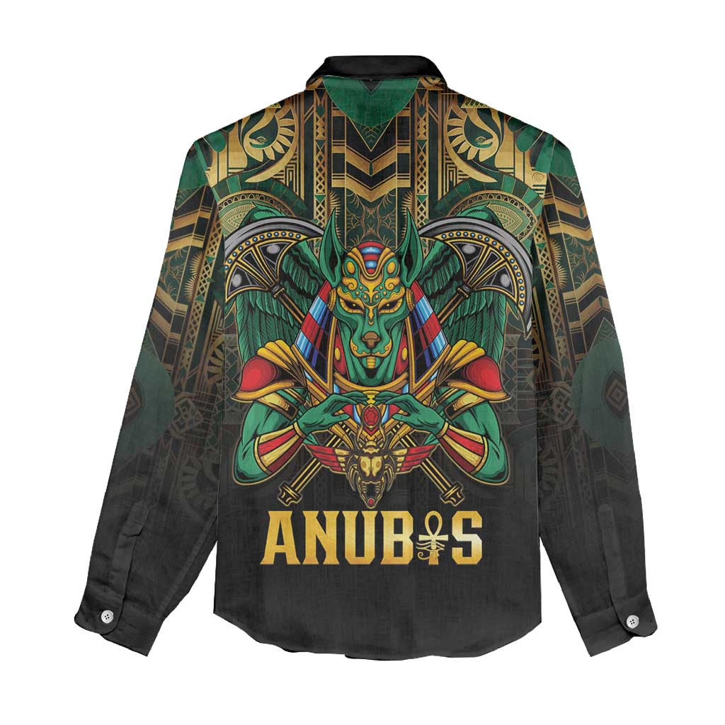 Egypt Anubis Women Casual Shirt Golden Ancient Egypt Pattern