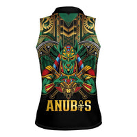 Egypt Anubis Women Sleeveless Polo Shirt Golden Ancient Egypt Pattern