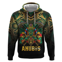 Egypt Anubis Zip Hoodie Golden Ancient Egypt Pattern