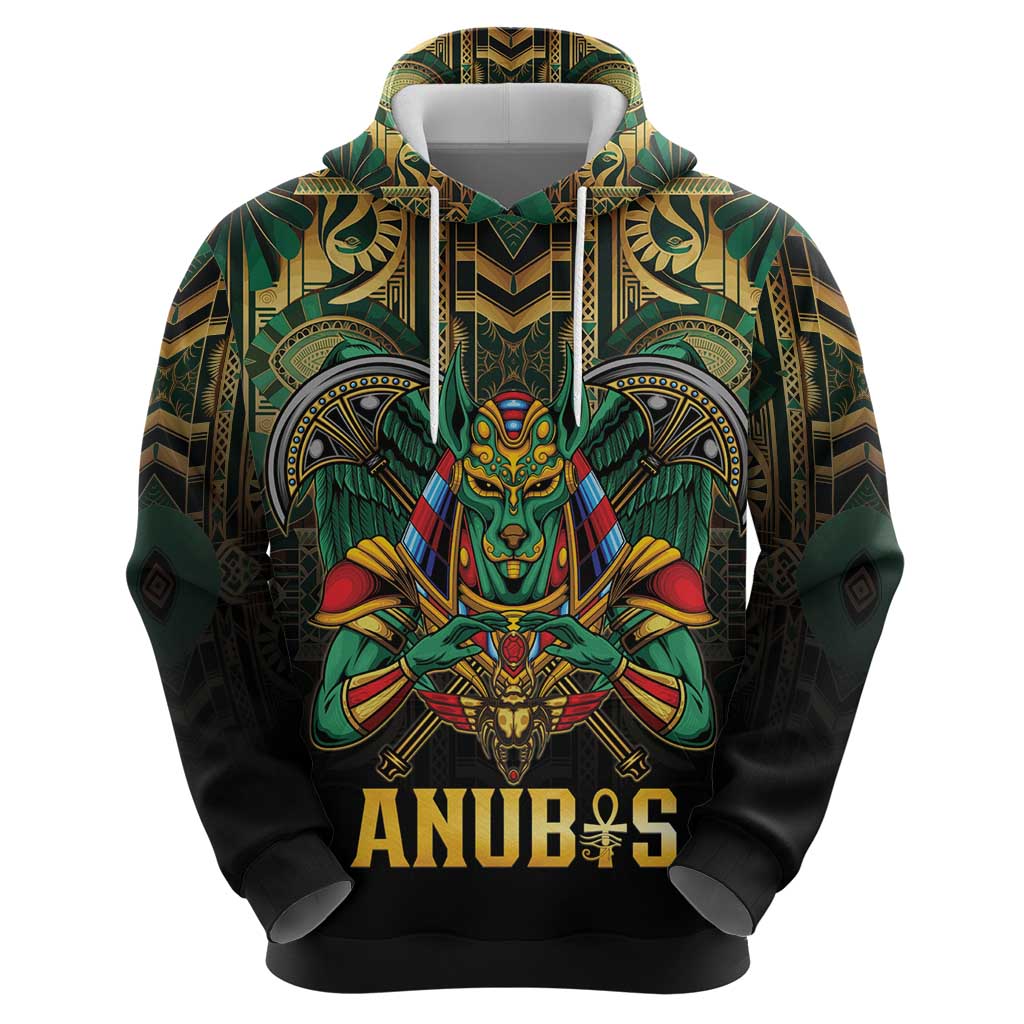 Egypt Anubis Zip Hoodie Golden Ancient Egypt Pattern