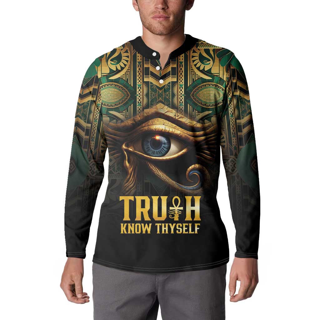 Egypt Eye of Horus Button Sweatshirt Truth Know Thyself