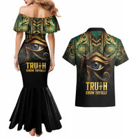 Egypt Eye of Horus Couples Matching Mermaid Dress and Hawaiian Shirt Truth Know Thyself