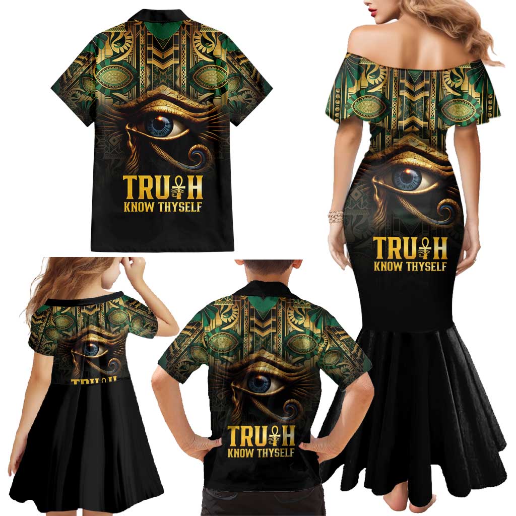 Egypt Eye of Horus Family Matching Mermaid Dress and Hawaiian Shirt Truth Know Thyself