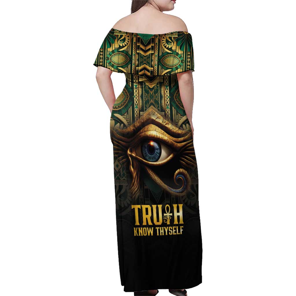 Egypt Eye of Horus Family Matching Off Shoulder Maxi Dress and Hawaiian Shirt Truth Know Thyself