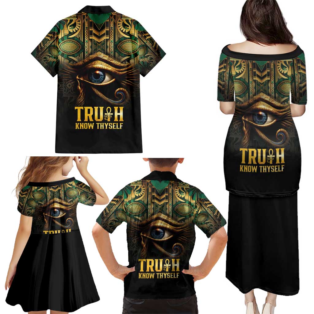 Egypt Eye of Horus Family Matching Puletasi and Hawaiian Shirt Truth Know Thyself