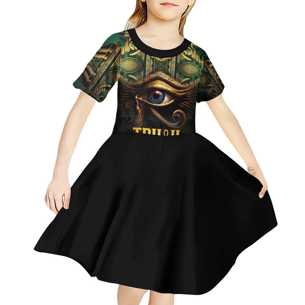 Egypt Eye of Horus Kid Short Sleeve Dress Truth Know Thyself