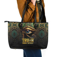 Egypt Eye of Horus Leather Tote Bag Truth Know Thyself