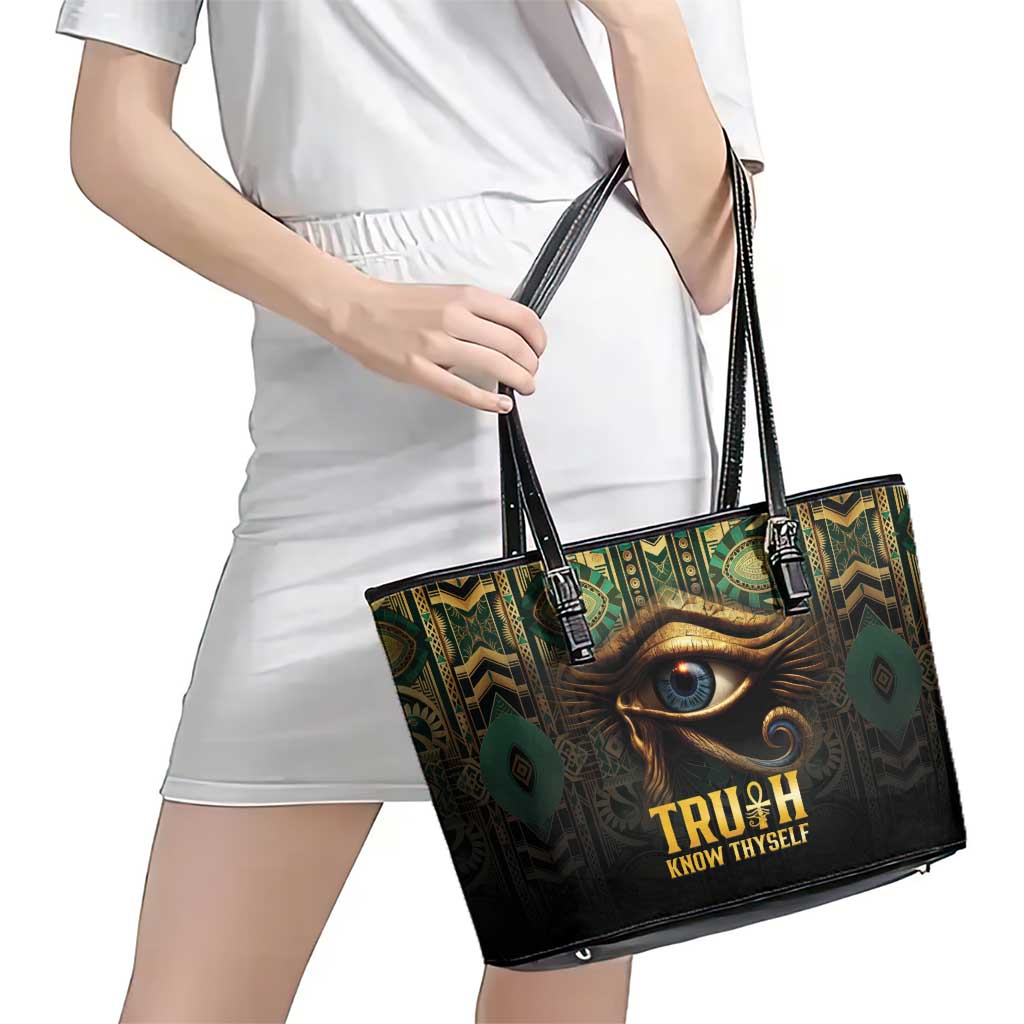 Egypt Eye of Horus Leather Tote Bag Truth Know Thyself