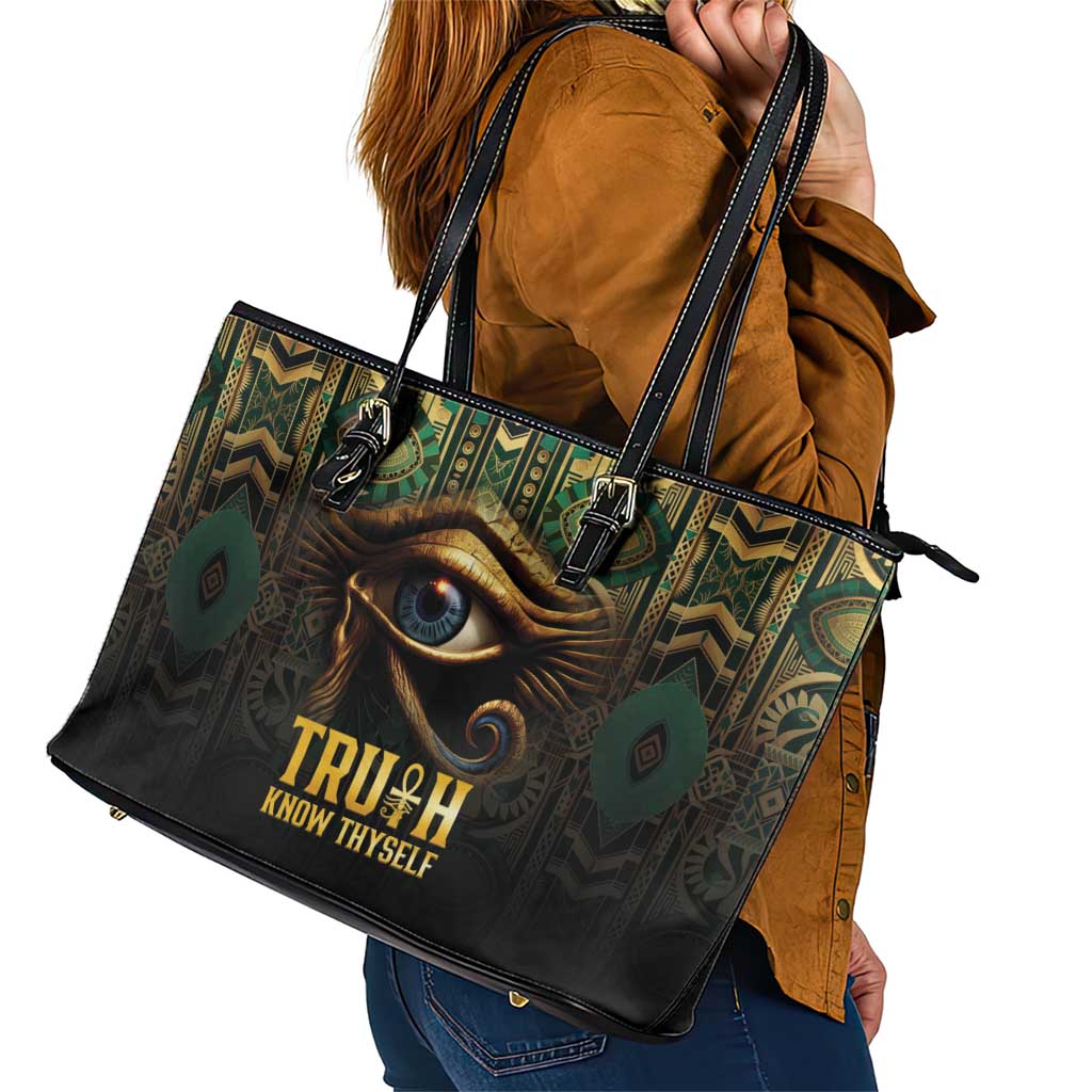 Egypt Eye of Horus Leather Tote Bag Truth Know Thyself