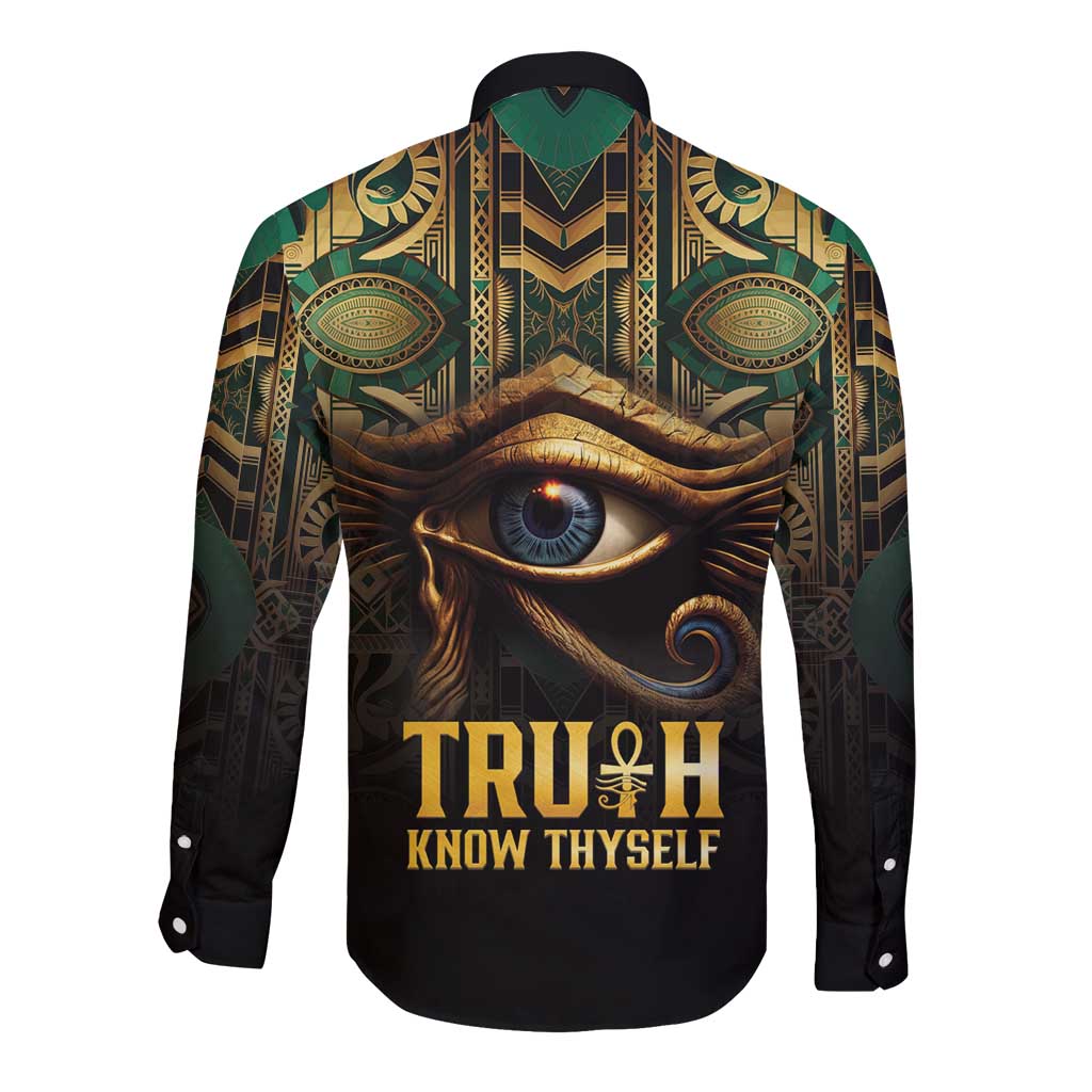 Egypt Eye of Horus Long Sleeve Button Shirt Truth Know Thyself