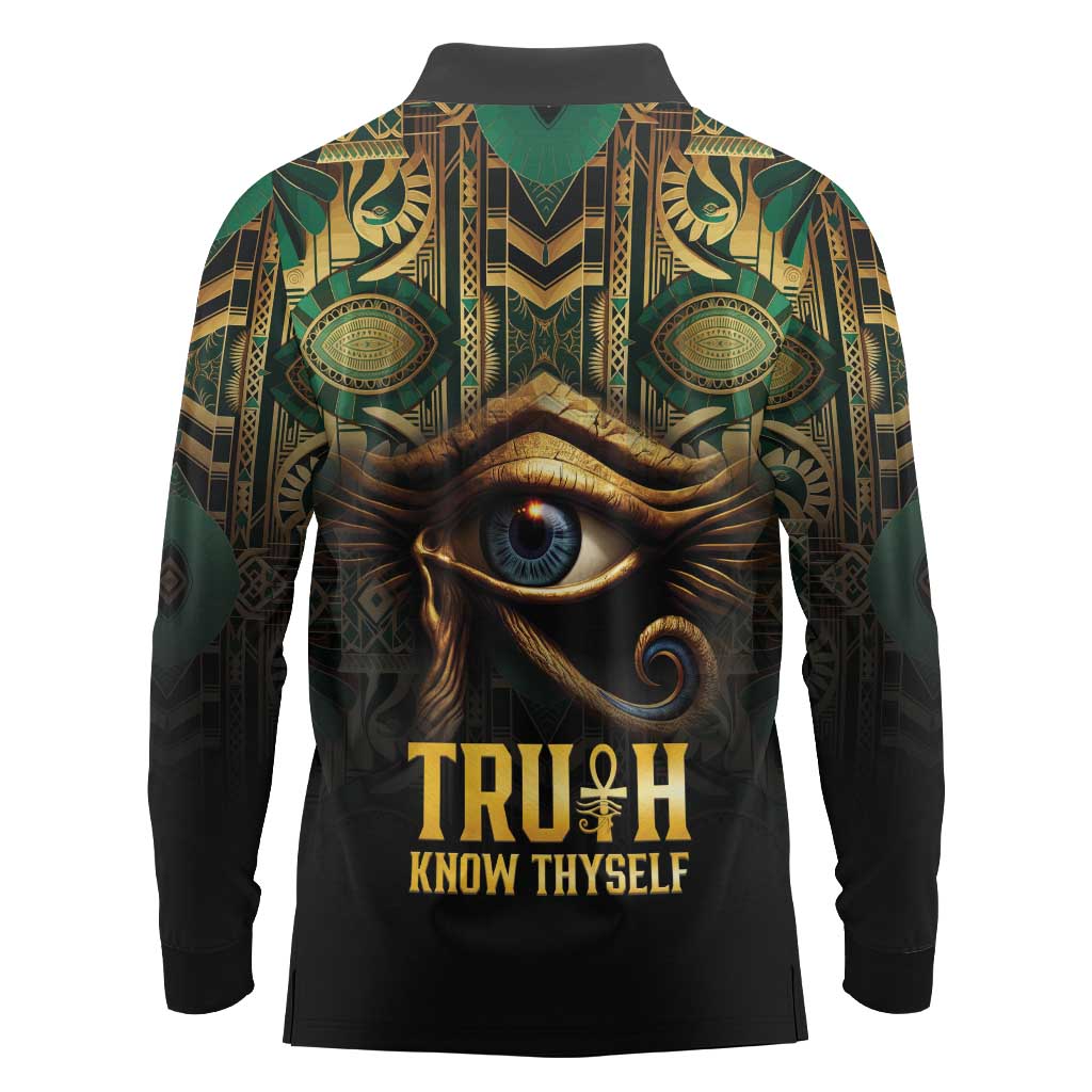 Egypt Eye of Horus Long Sleeve Polo Shirt Truth Know Thyself