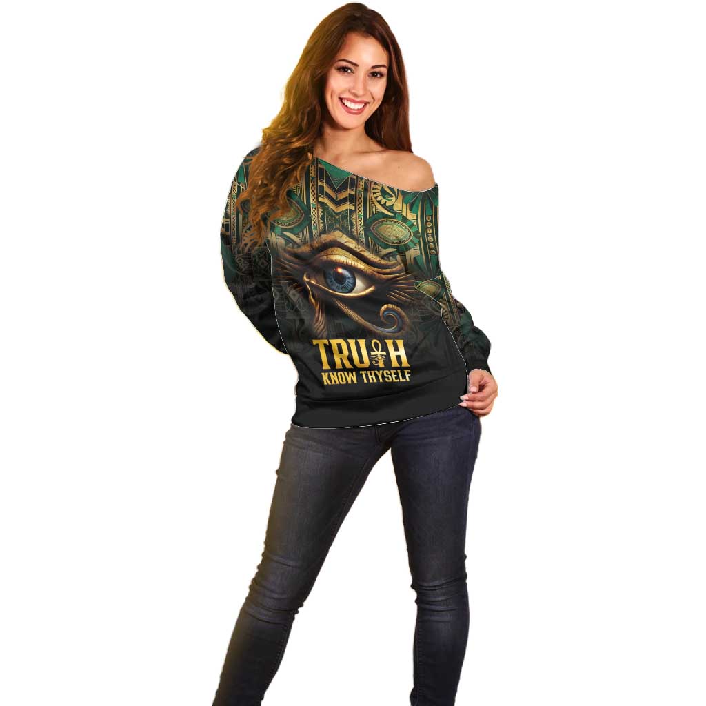 Egypt Eye of Horus Off Shoulder Sweater Truth Know Thyself