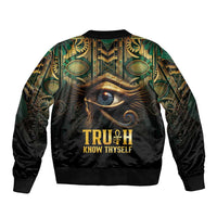Egypt Eye of Horus Sleeve Zip Bomber Jacket Truth Know Thyself