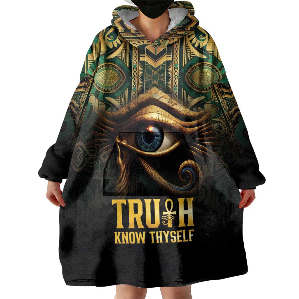 Egypt Eye of Horus Wearable Blanket Hoodie Truth Know Thyself