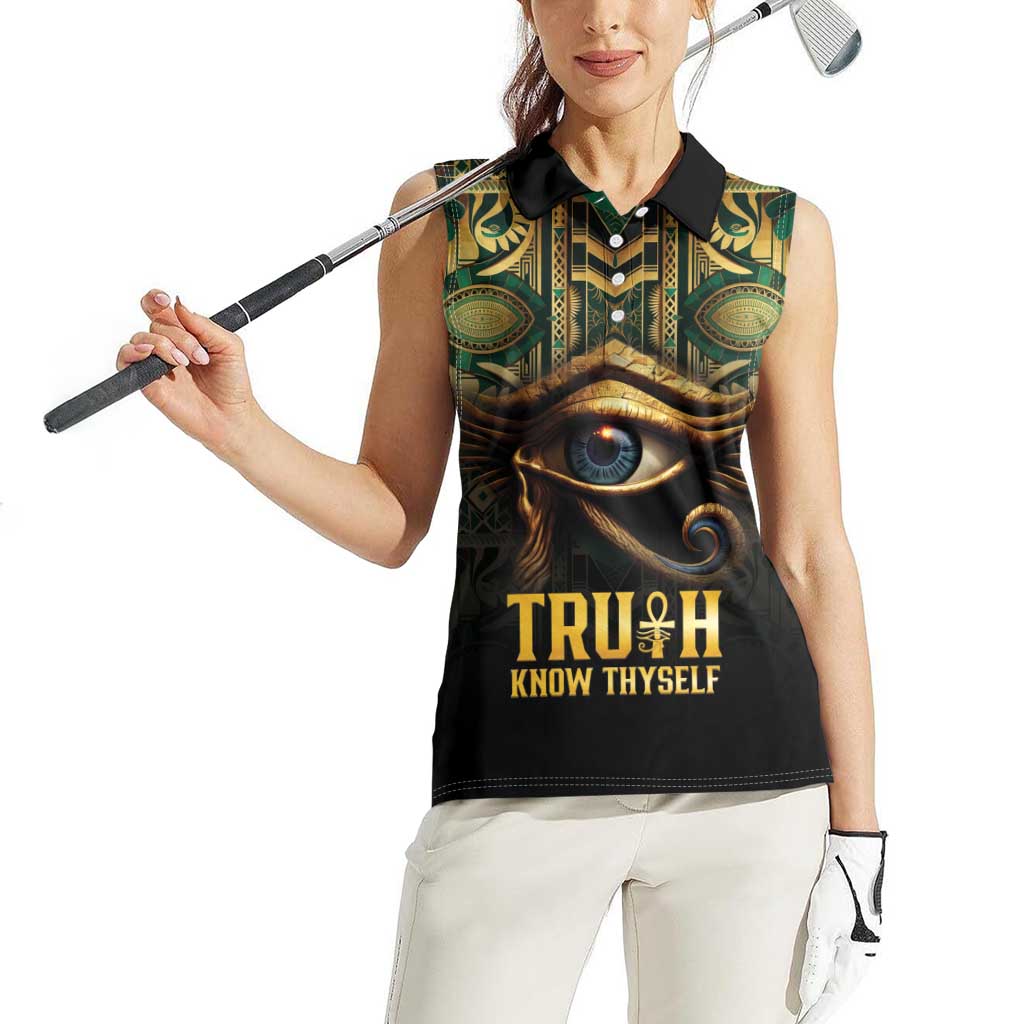 Egypt Eye of Horus Women Sleeveless Polo Shirt Truth Know Thyself