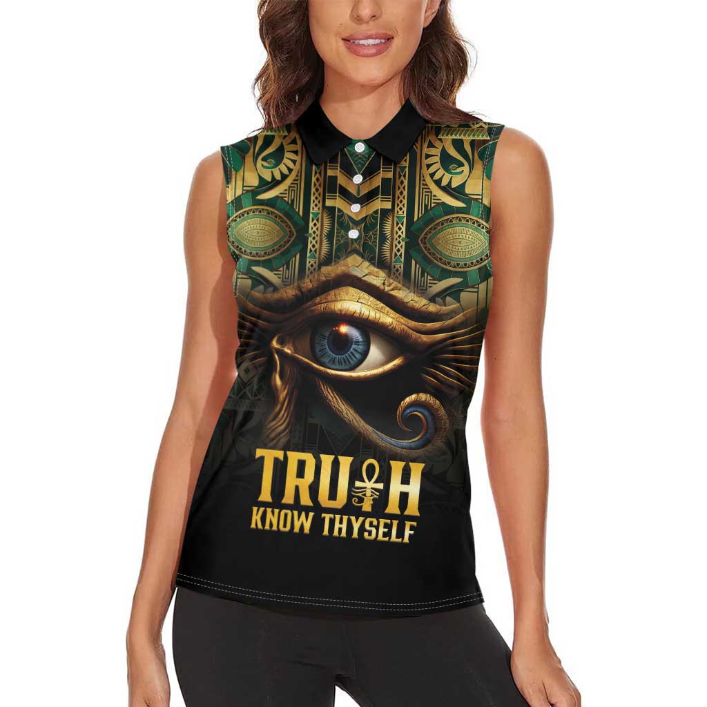 Egypt Eye of Horus Women Sleeveless Polo Shirt Truth Know Thyself