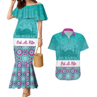 Personalised Eid Mubarak Couples Matching Mermaid Dress and Hawaiian Shirt Eid al-Fitr