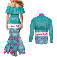 Personalised Eid Mubarak Couples Matching Mermaid Dress and Long Sleeve Button Shirt Eid al-Fitr