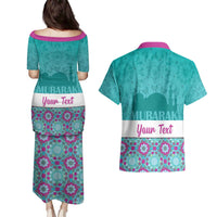 Personalised Eid Mubarak Couples Matching Puletasi and Hawaiian Shirt Eid al-Fitr
