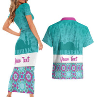Personalised Eid Mubarak Couples Matching Short Sleeve Bodycon Dress and Hawaiian Shirt Eid al-Fitr