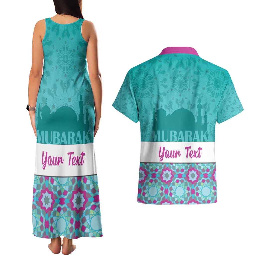 Personalised Eid Mubarak Couples Matching Tank Maxi Dress and Hawaiian Shirt Eid al-Fitr