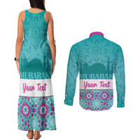 Personalised Eid Mubarak Couples Matching Tank Maxi Dress and Long Sleeve Button Shirt Eid al-Fitr