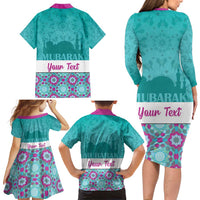 Personalised Eid Mubarak Family Matching Long Sleeve Bodycon Dress and Hawaiian Shirt Eid al-Fitr